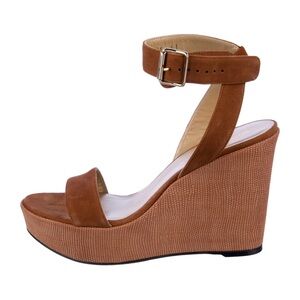 Stuart Weitzman Suede Brown Wedge Sandals